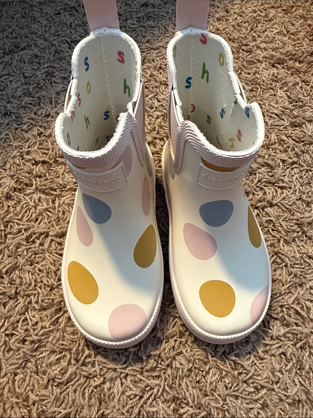 Children's Waterproof Polka Dot Rain Boots - Pastel Multi